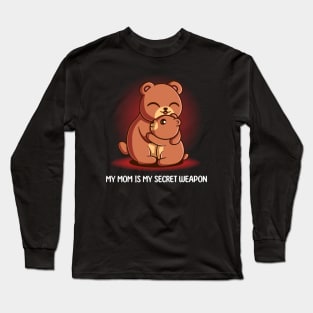 Cute Kawaii Bear Hugging His Mom | Gift For Mothers Day Long Sleeve T-Shirt